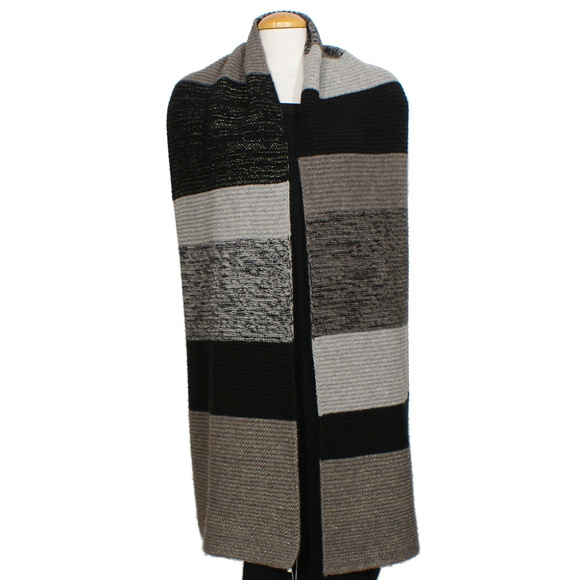Black Gold Sparkle Yak Merino Color Block Scarf